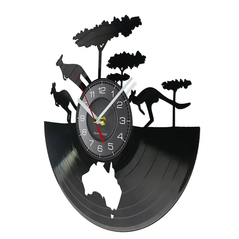 Australia Kangaroo Vinyl Record Clock for Living Room Australian Continent Map Patriotic Home Decor Sydney Skyline Wall Clock