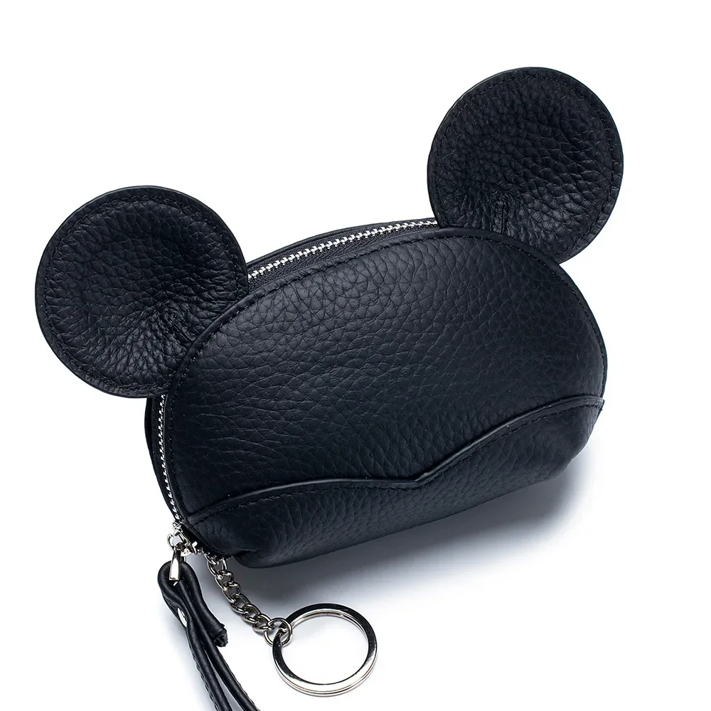 Fashion New Genuine Leather Mouse Ears Women Coins Purse Cute Cartoon Coins Bag for Girls Wallet Lady Lipstick key Sweet Pouch