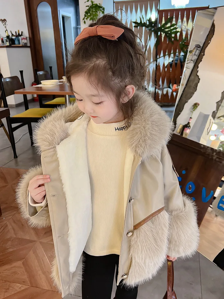 Winter Jacket Kids Girl Parkas Warm Velvet Faux Fur Coat For Girls Children Sequin Winter Clothes Soft Party Baby Girl Coats