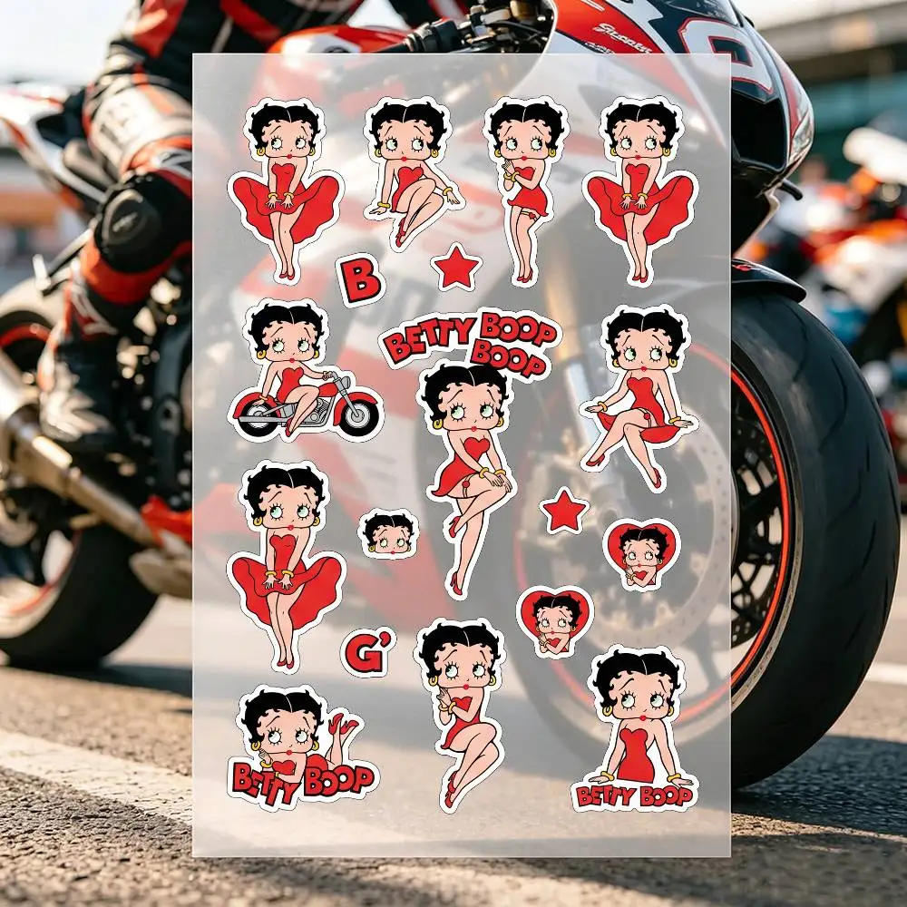 Cute Cartoon B-Betty B-Boop Motorcycle Stickers For Motorcycle Bodies And Helmet Reflective Stickers