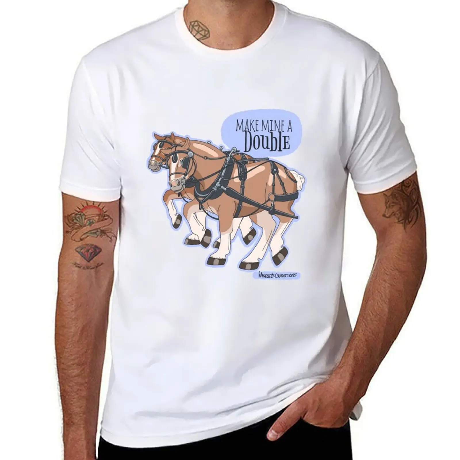 

Make Mine A Double Draft Horse T-Shirt cotton t shirts man 100% man t shirt heavy cotton T-Shirt