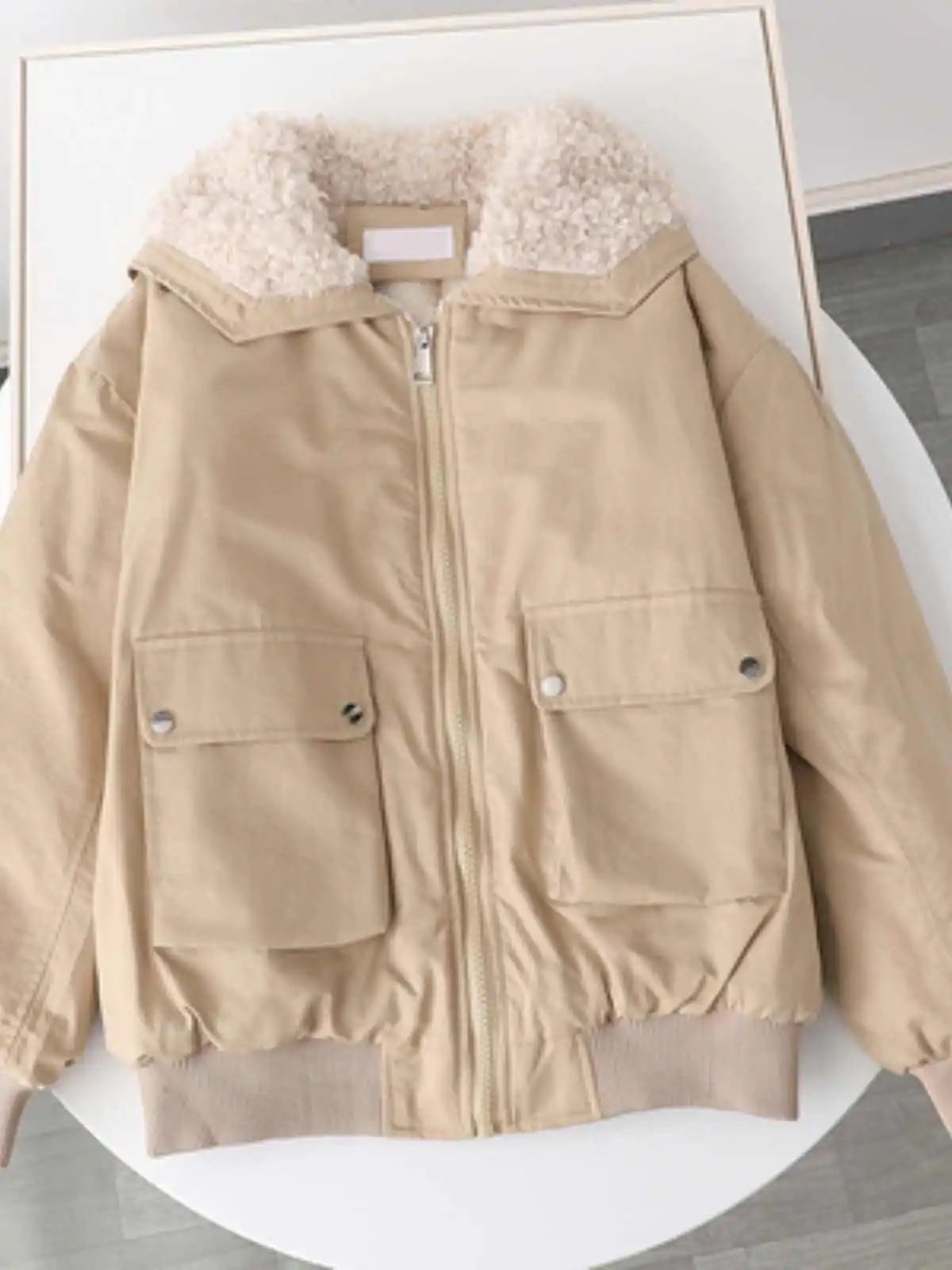 Gentle Thick Cotton Coat Solid Color Long Sleeved Hooded Jacket Fashion Versatile Short Coat 2024 Autumn Winter New Women's Top