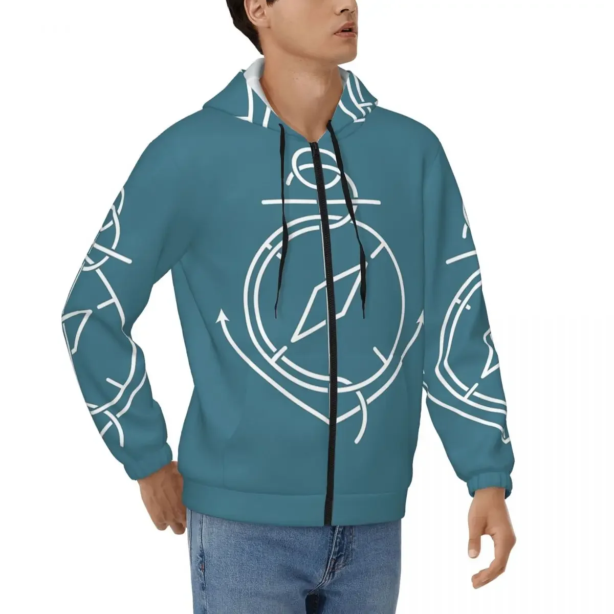 Nautical Compass Captain Anchor Boat Zipper Hoodie Harajuku Pullover Autumn Winter Men's Women's Sweatshirt Long Sleeve Tops