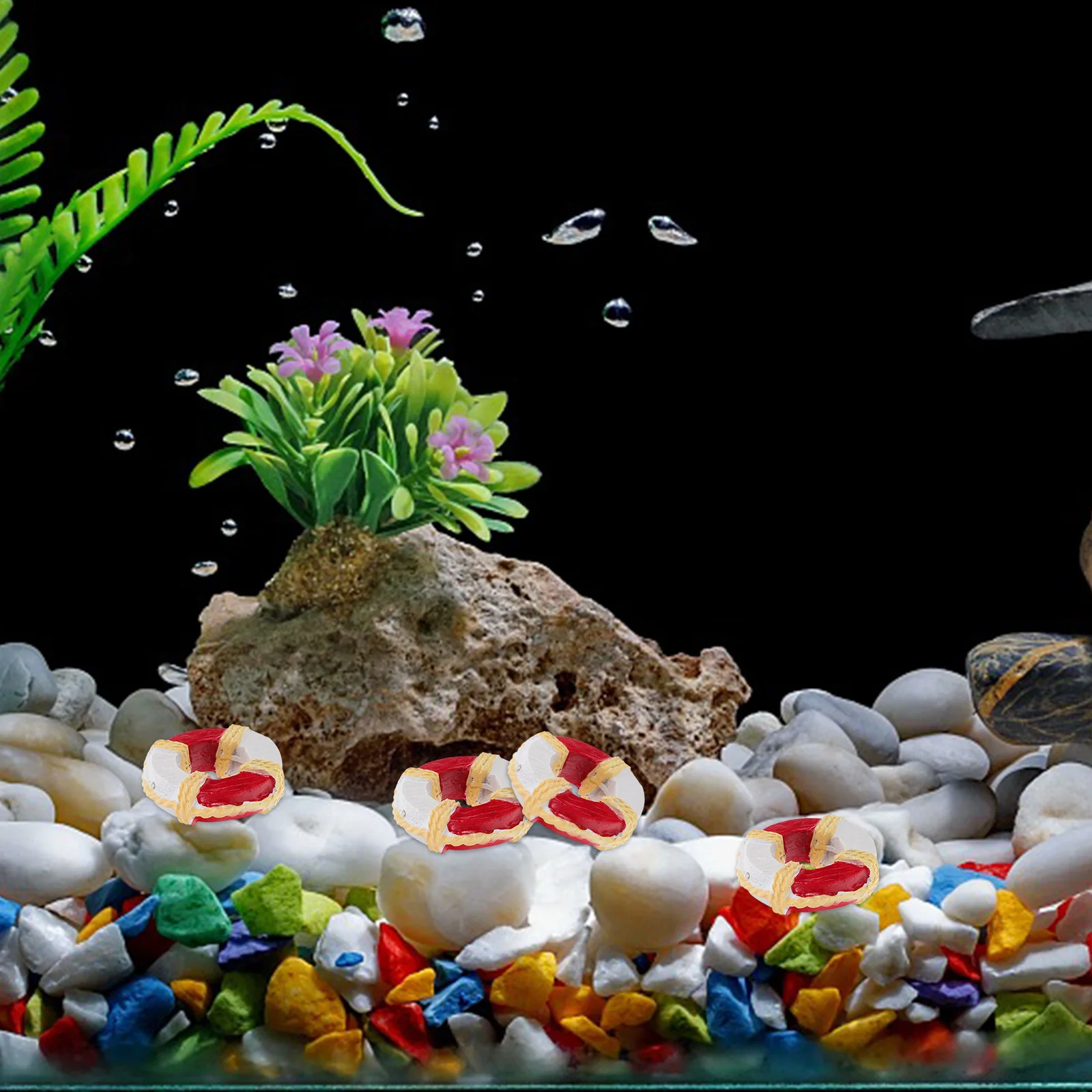 

4Pcs Buoy Nautical Swim Ring Coastal Home Decor Miniature Beach Ornaments Fairy Garden Decorations Aquarium Enrichment