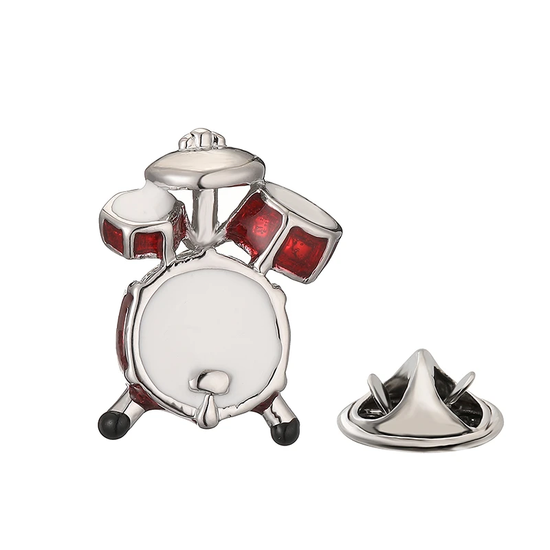 Men's brooch copper material Music equipment red drums design suit coat lapel pin hat backpack badge women's jewelry accessories