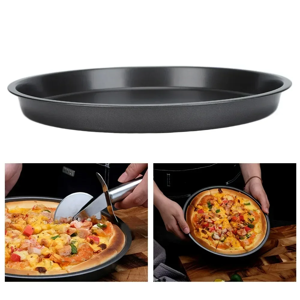 2Pcs Non Stick Pizza Pan Deep Thickened Carbon Steel Baking Pan for Kitchen Bakery10in