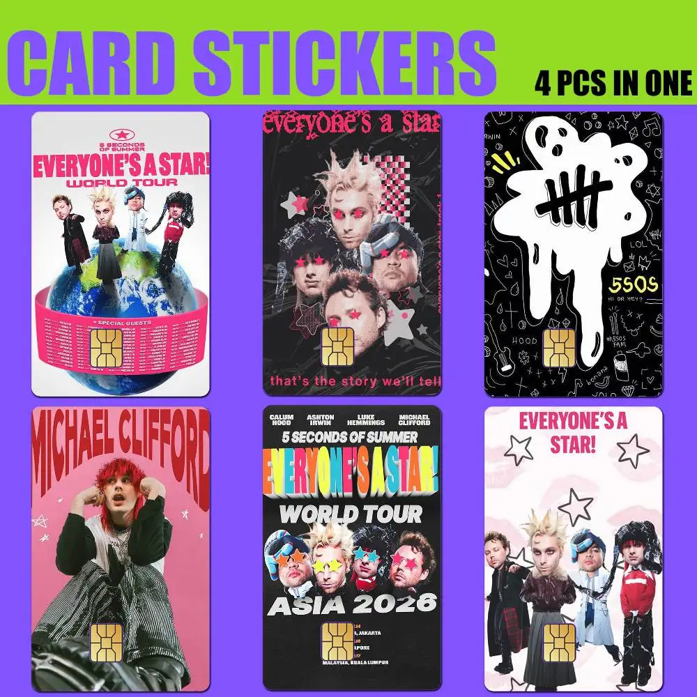 

Pop-rock 5SOS 5Seconds-of-Summer Card Stickers for Bank Access Protective Waterproof Film Cover Sticker Gift