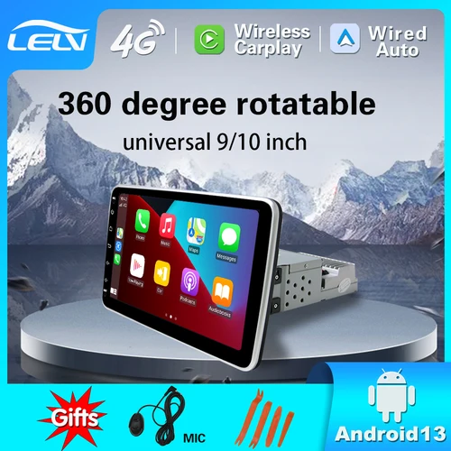 LELV 9 pulgadas 10 pulgadas 1 DIN reproductor de vídeo Multimedia Universal Radio de coche Android 13 con carplay WiFi 4G GPS Bluetooth Audio