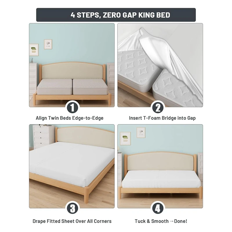 Fitted Sheet with Bed Bridge Twin XL to Converter Kit with Split Filler for Adjustable Bed-ABRM view 4