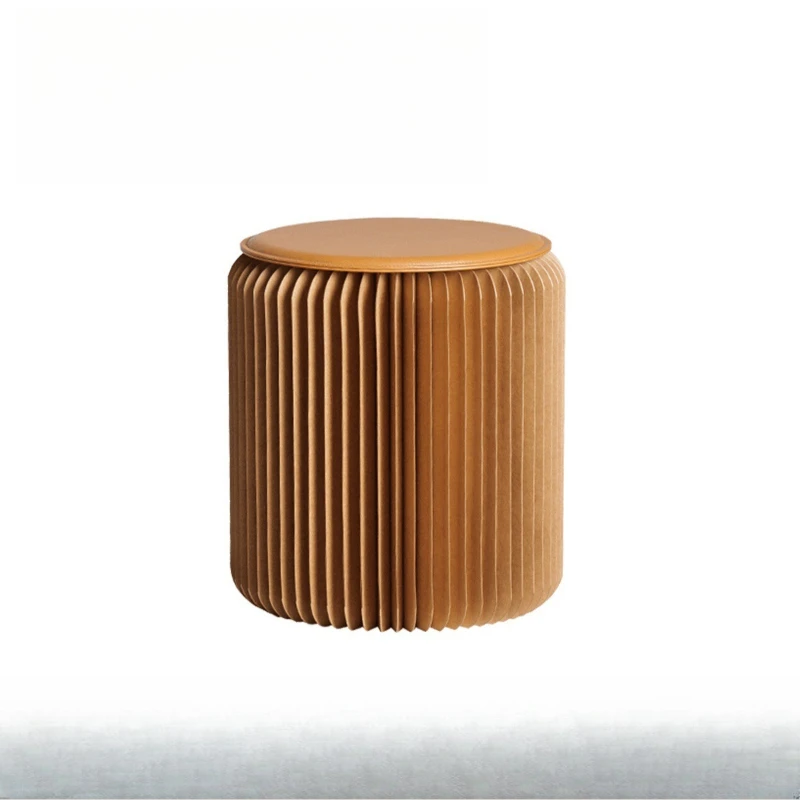 

Kraft paper stool household folding shoe changing stool small stool portable low children round Internet celebrity