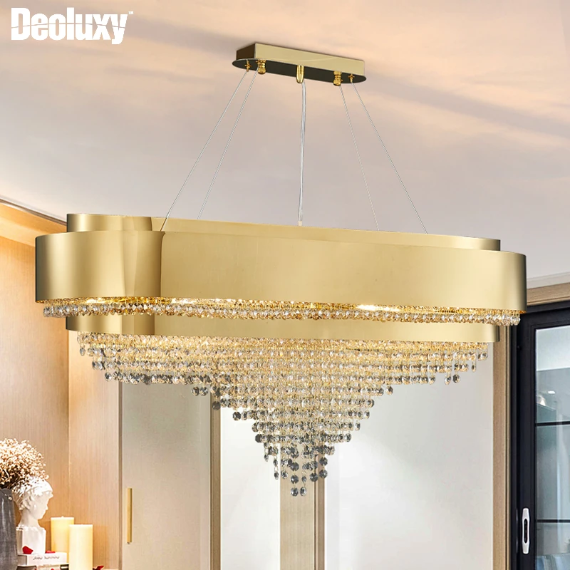 

DEOLUXY Modern crystal chandelier for dining room top luxury island oval crystal light fixture home decor gold cristal lustre