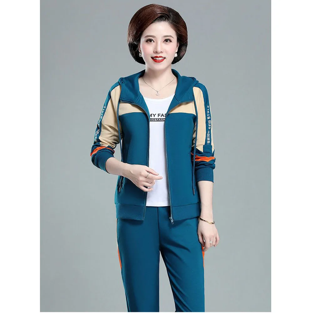 Mother Clothes 3 Piece Set 2023 Spring Autumn New Fashion Casual Sports Suits Middle-Aged Women Sportswear Tracksuits Outfit 4XL