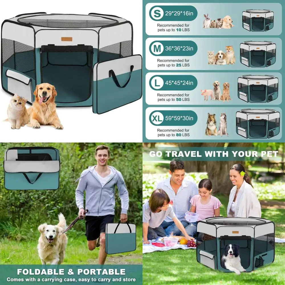 

Портативный складной манеж для домашних животных для собак, кошек, щенков, кроликов, цыплят — большая вместимость для игр в помещении и на открытом воздухе