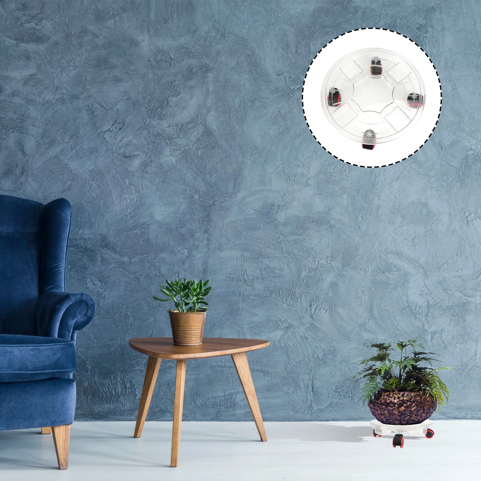 

1Pcs Transparent Round Flowerpot Base Moving Flower Pot Rack Removable Wheel Stand Thick Resin Durable for Garden Home