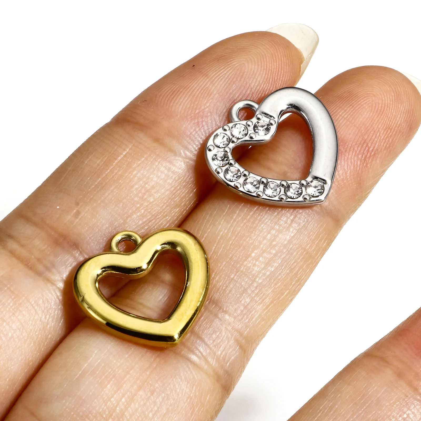 1 Piece 304 Stainless Steel Stylish Charms Heart Multicolor Rhinestone Cross Water Drop Angel Pendants For DIY Jewelry Making - Image 3