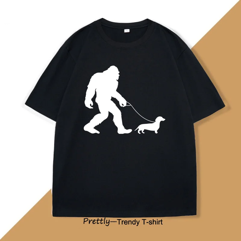 

Bigfoot Walking Wiener Dog Funny Dachshund T-Shirt Wiener Dog Graphic T Shirts Men Women Harajuku Cotton Mens Clothestops