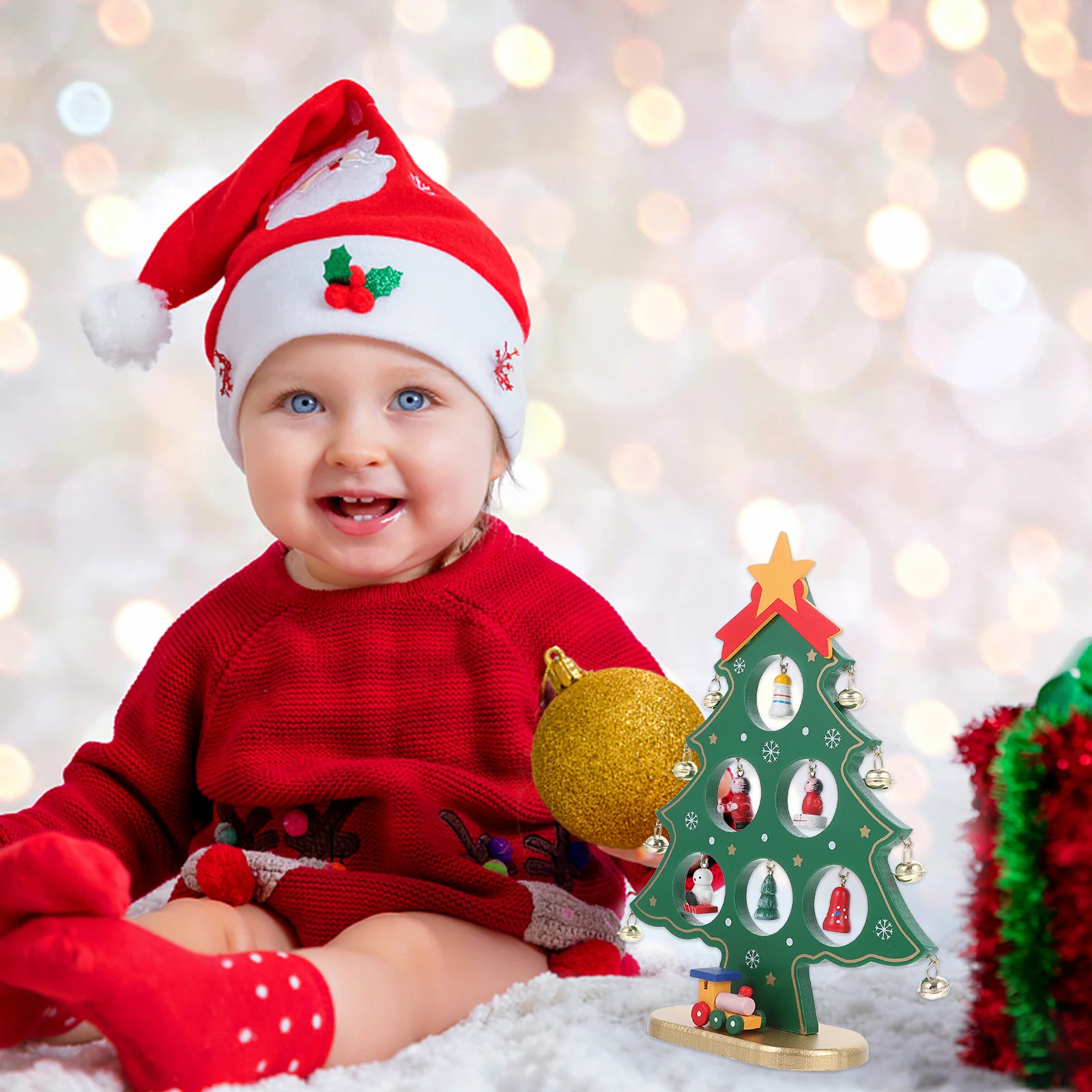 1 قطعة شجرة عيد الميلاد الخشبية الصغيرة ديكور ملون سطح المكتب زخرفة حفلة عيد الميلاد الديكور مشهد المنزل احتفالي الجدول تزين