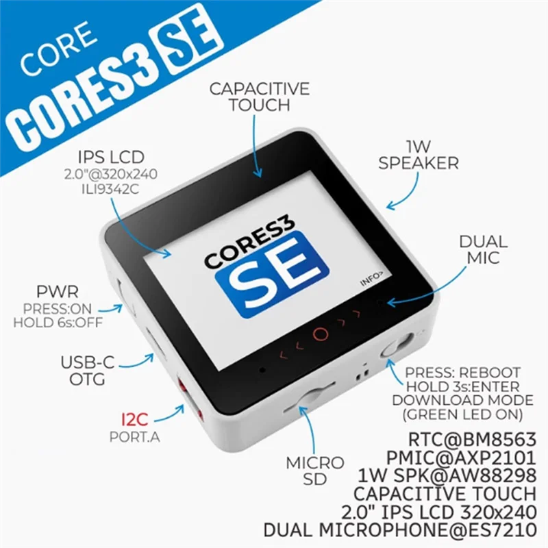 AAAEL-Cores3 Lite ESP32 S3 Lot Dev Development Kit für programmierbare Iot-Controller, Audio-Interaktion, hohe Leistung