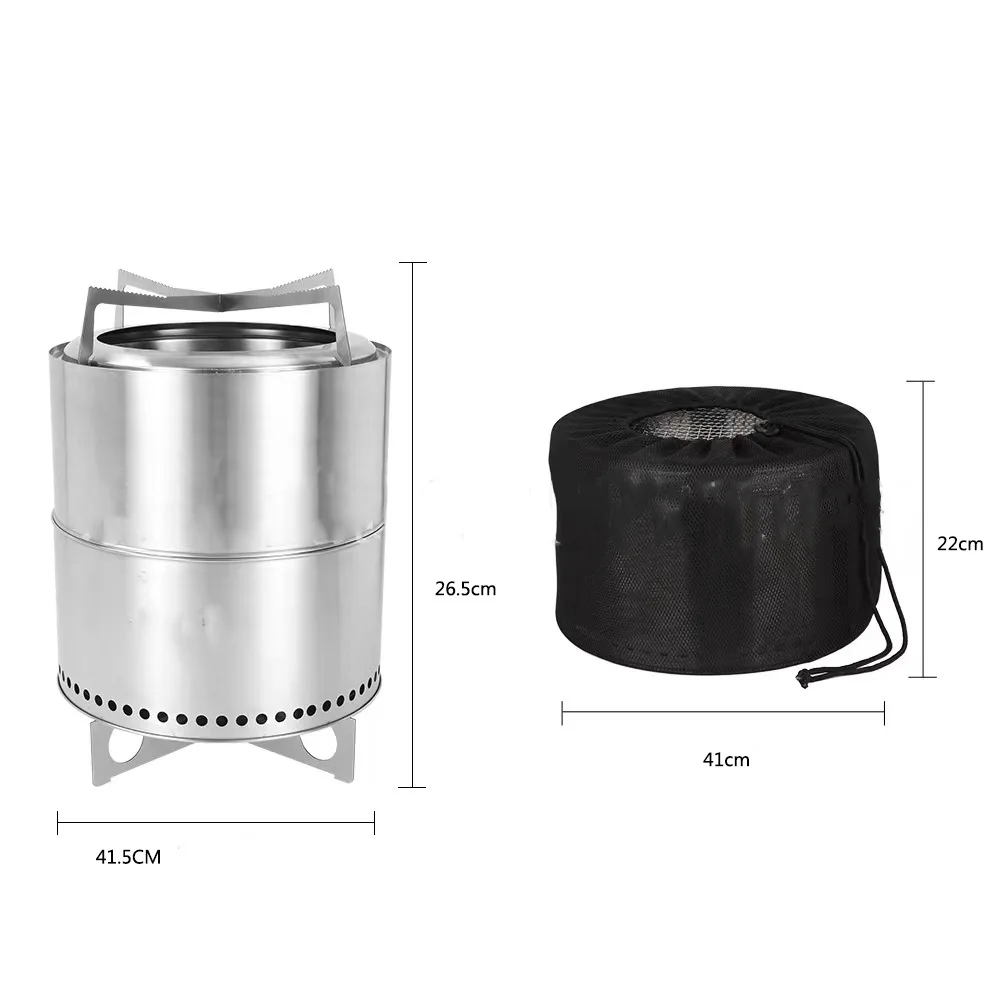 Outdoor camping Wood stove Split stainless steel Camping picnic BBQ Courtyard party heating Bonfire