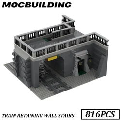 Train Retaining Wall Stairs Railway Accessories Display MOC Building Blocks Brick Toys Construction Gift Birthday Present