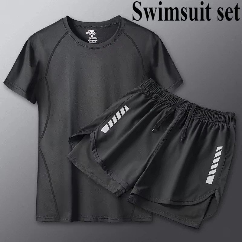 

Summer Men's Two-Piece Suits Separates Swimsuit Set Anti Embarrassment Swimming Trunks Surfing Beach Wear Sports Clothes
