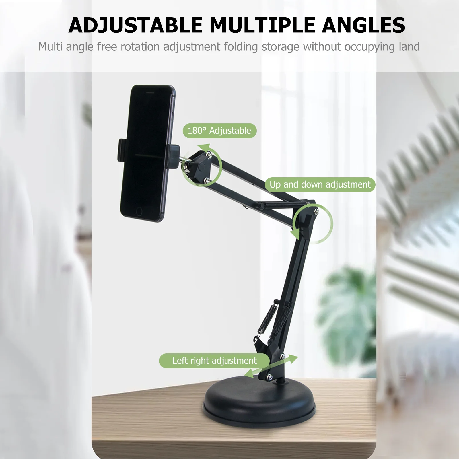 

1Set Adjustable Iron Camera Suspension Arm Desktop Stand Webcam Holder Phone Clip Scissor Arm Bracket for Live Streaming Video