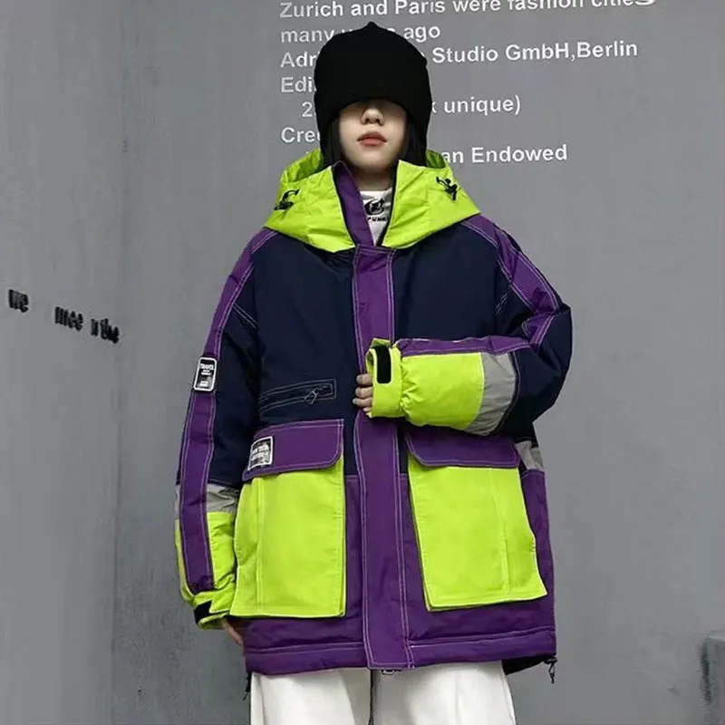 

Trendy Winter Cotton Coat Female 2025 New Contrasting Color Design Hooded Loose Mid-Length Thick Warm Down Padded Women's Jacket
