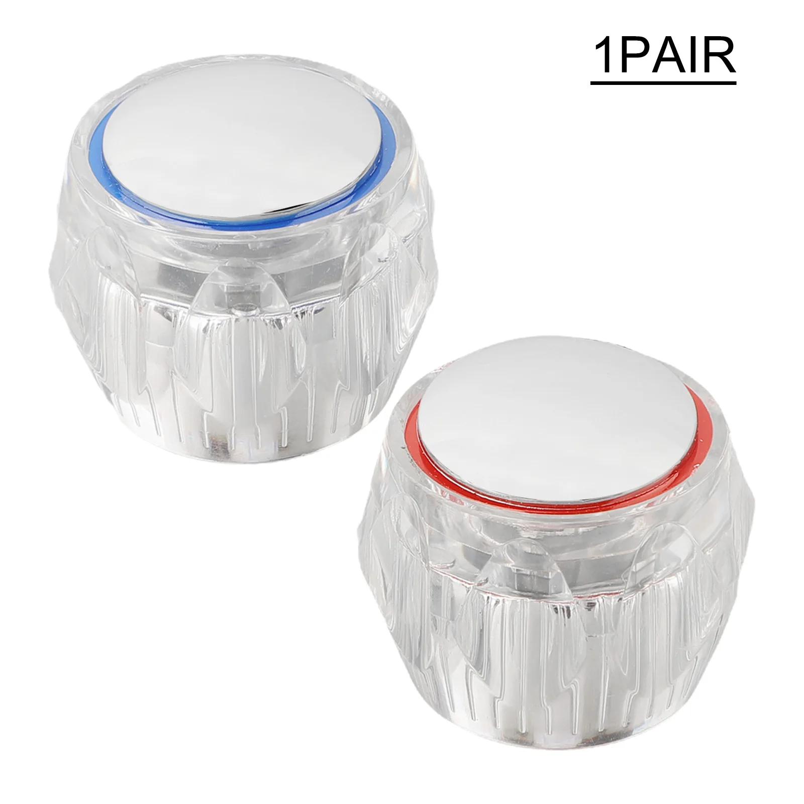 2PCS Hot & Cold Tap Top Head Cover Kitchen Replacement Heads Round Tap Handles Knob Plastic Bathroom Accessories