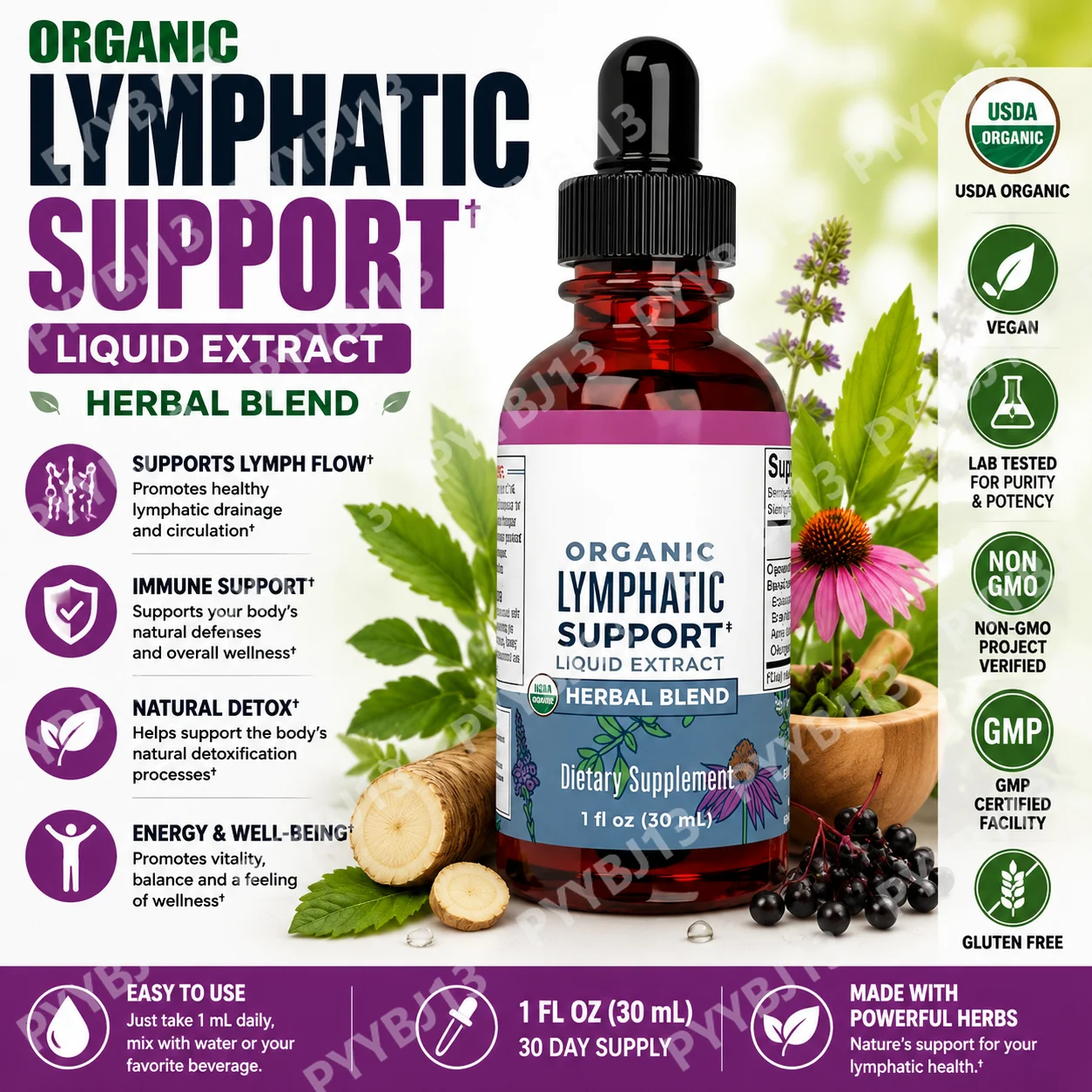 Herbal Wellness Blend - Extrait liquide biologique à base de