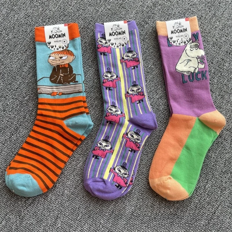 Heiße, süße Anime-Moomins-Serie, trendige Socken, Cartoon-Charakter, Kawaii Little My, Kreativitätsdruckmuster, Damen-Freizeitsocken