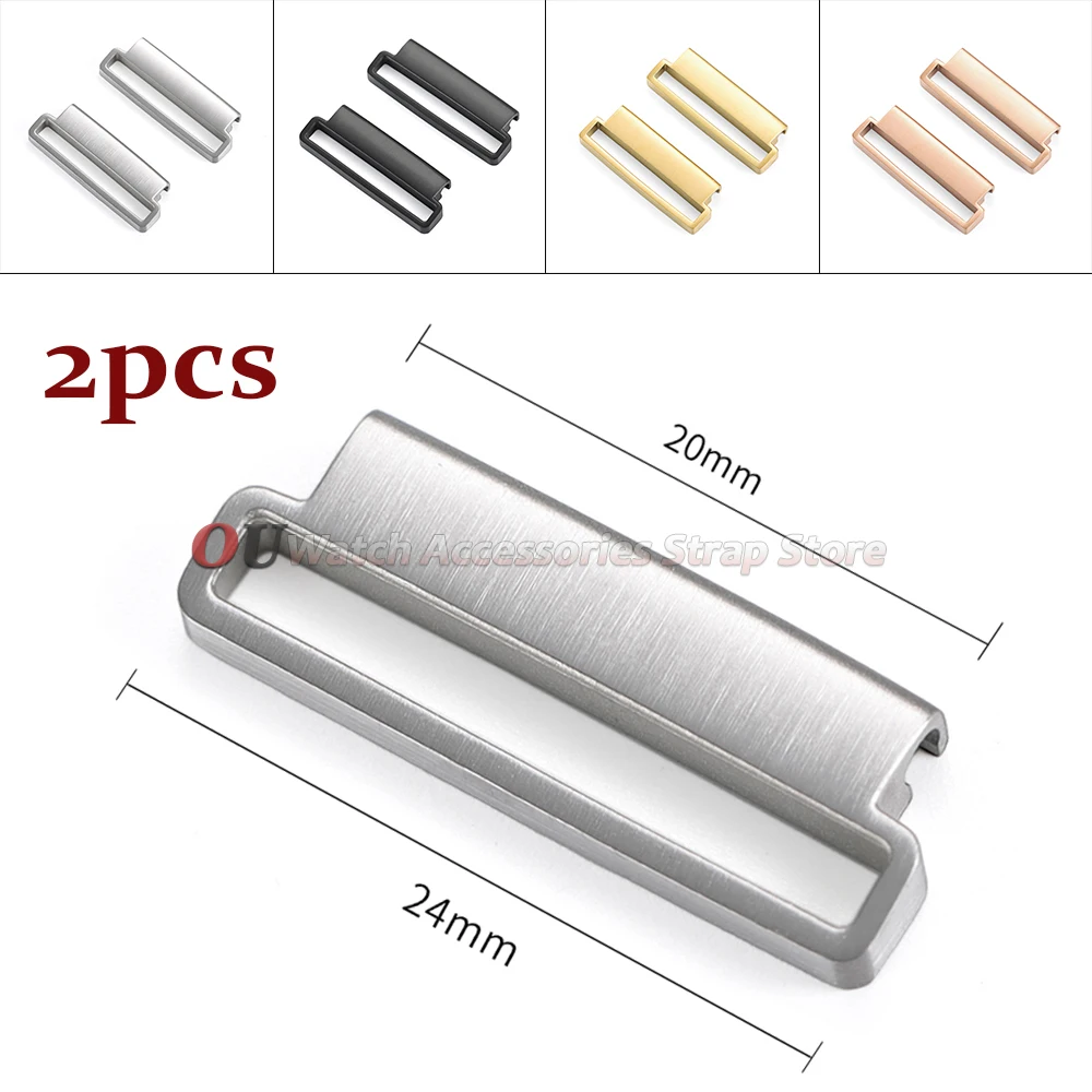 2 Stück Schnellverschluss-Uhrenadapter aus Edelstahl, 20 mm bis 22 mm, 22 mm bis 24 mm, Milanaise-Nylon-Uhrenarmband, Metalladapter-Zubehör