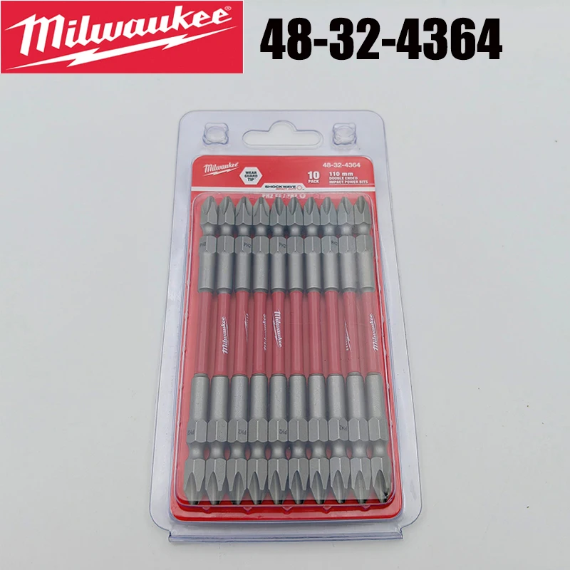 

Milwaukee 48-32-4364 Impact Drill Bits PH2 110mm 10 Pack Double Ended SHOCKWAVE High Hardness Tool Multi functional Attachments
