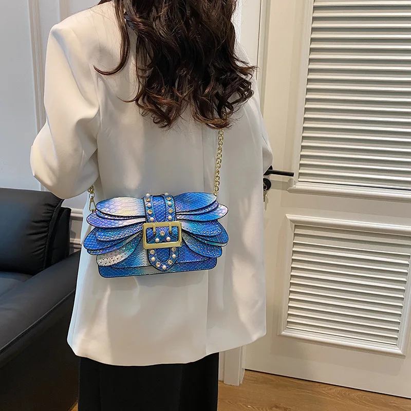 

New Handmade Rivet Butterfly Wing Crossbody Bag Women Designer Handbag And Purse Small Square Bag 8 Color Pu Leather Bags