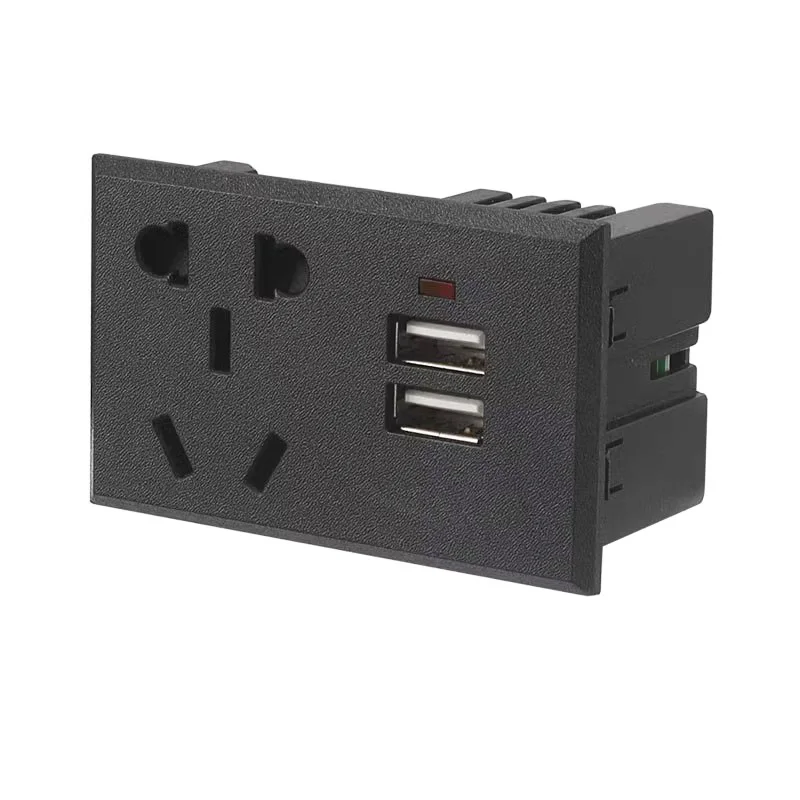 Cassette embedded 10A Two three insert national standard five holes USB module 2-in-1 intelligent charging desktop AC socket