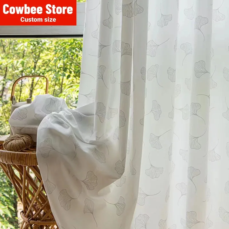 

Embossed Silver Leaf White Tulle Curtains That Are Transparent and Impervious To The Living Room and Bedroom Door Screen
