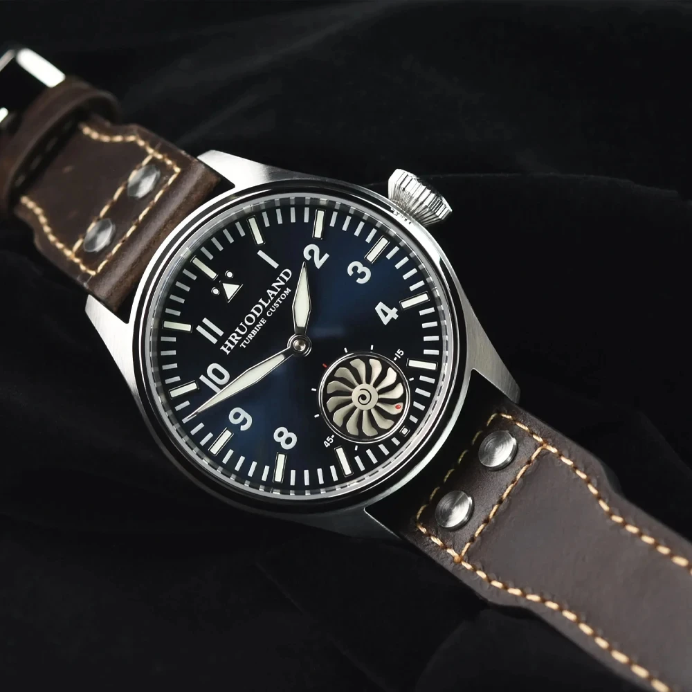 

Hruodland F016 Pilot Watch Seagull Movement Mechanical BGW-9 Luminous Sapphire Crystal F016 Turbine 43mm Men Retro Pilot Watch