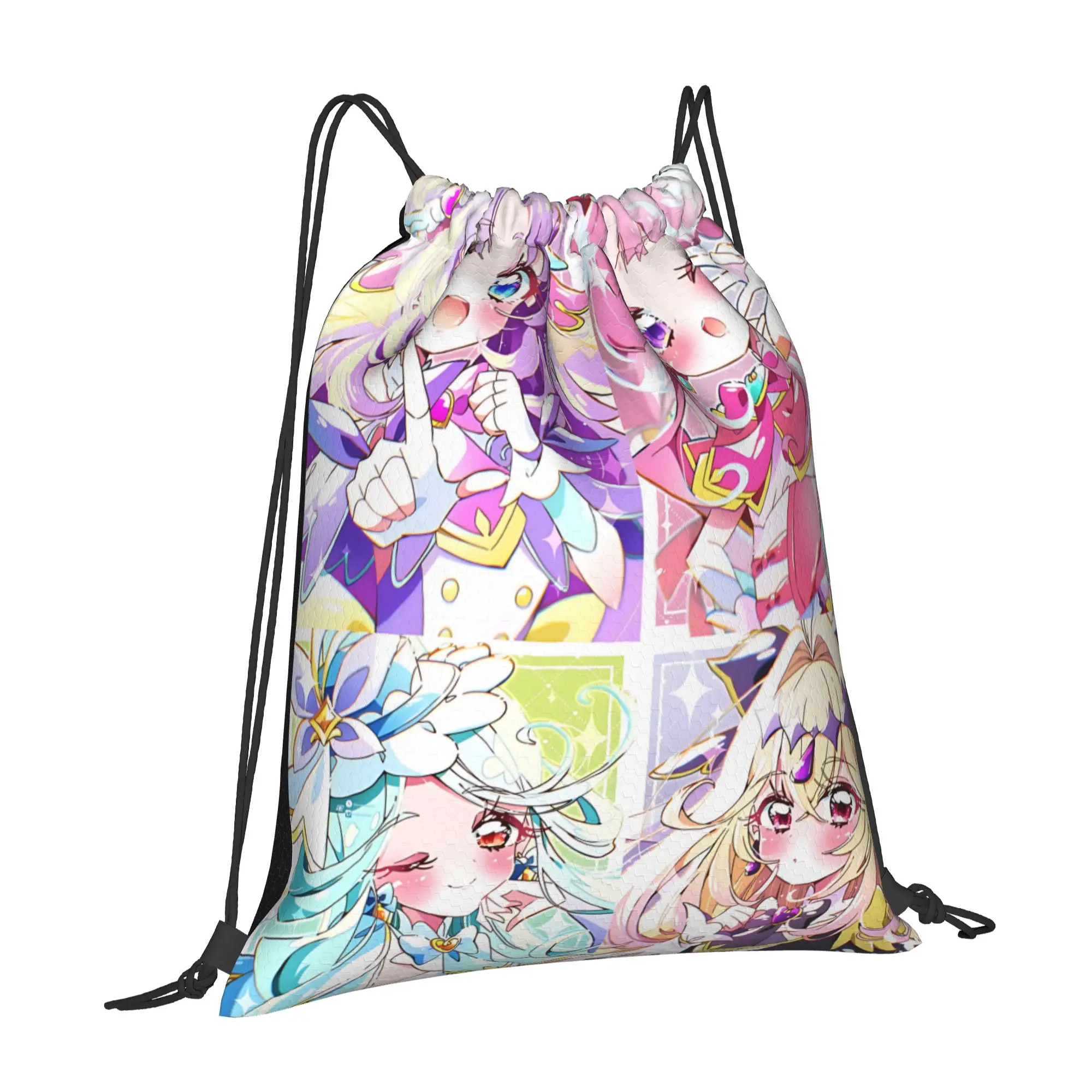 sports Pouch Pretty Cure Meitantei Precure Portable Sports Drawstring Bags Riding Backpack Gym Clothes Storage Backpacks