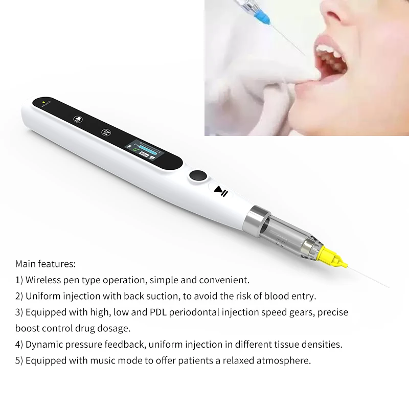 Dental Oral Anesthesia Injector Painless Electric Wireless Local Anesthesia Pen Operable LCD Display Chargeable & Suction Back