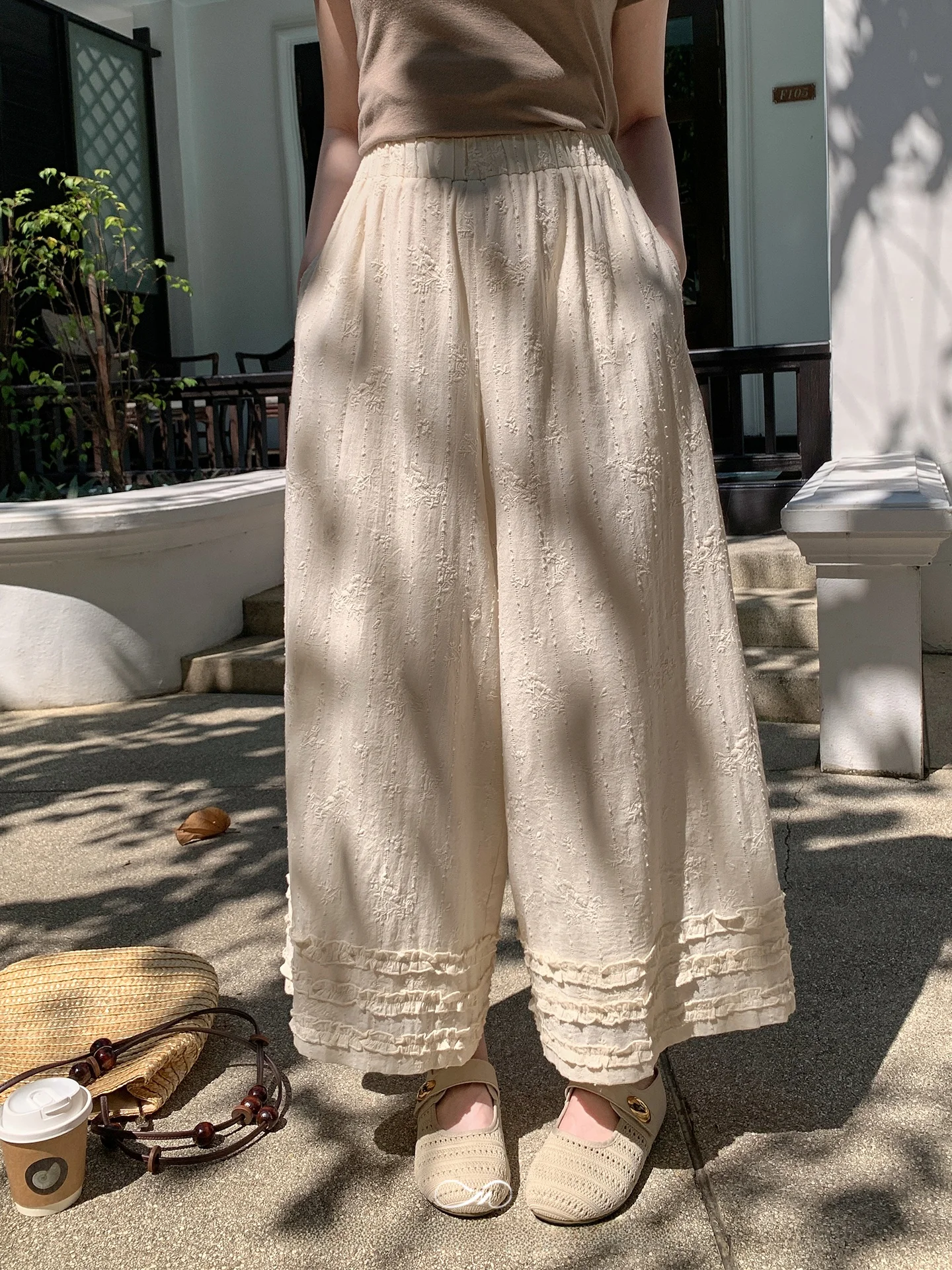 

Женские свободные хлопковые брюки-юбка больших размеров с вышивкой и сложной отделкой, весенняя мода, для похудения