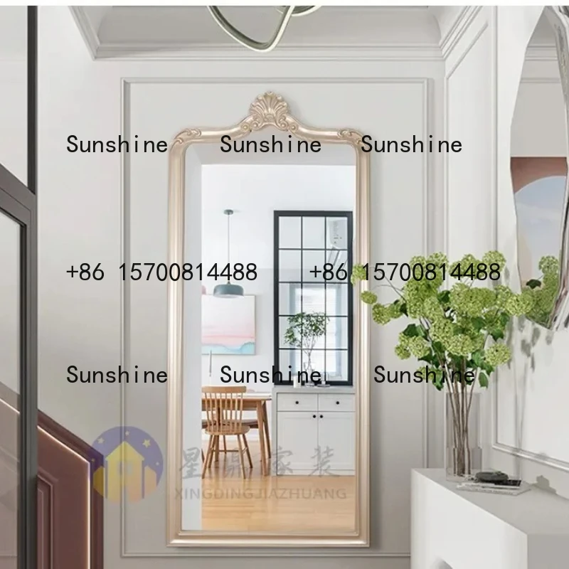 

French carved full-length mirror floor-to-ceiling cloakroom wall-mounted European clothing store full-length mirror