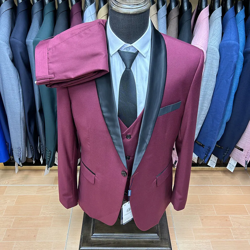 Men Wedding Suit Prom Dress Jacket+Pants+Vest Men Suit Set Slim Fit Tuxedo Male Blazer Customized British Style Groom Clothing