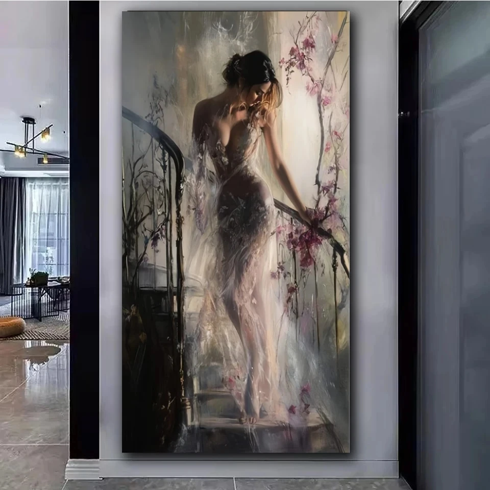 Large Size DIY Diamond Art Painting sexy woman Full Square round Diamonds Mosaic Home Decor Cartoon view 6