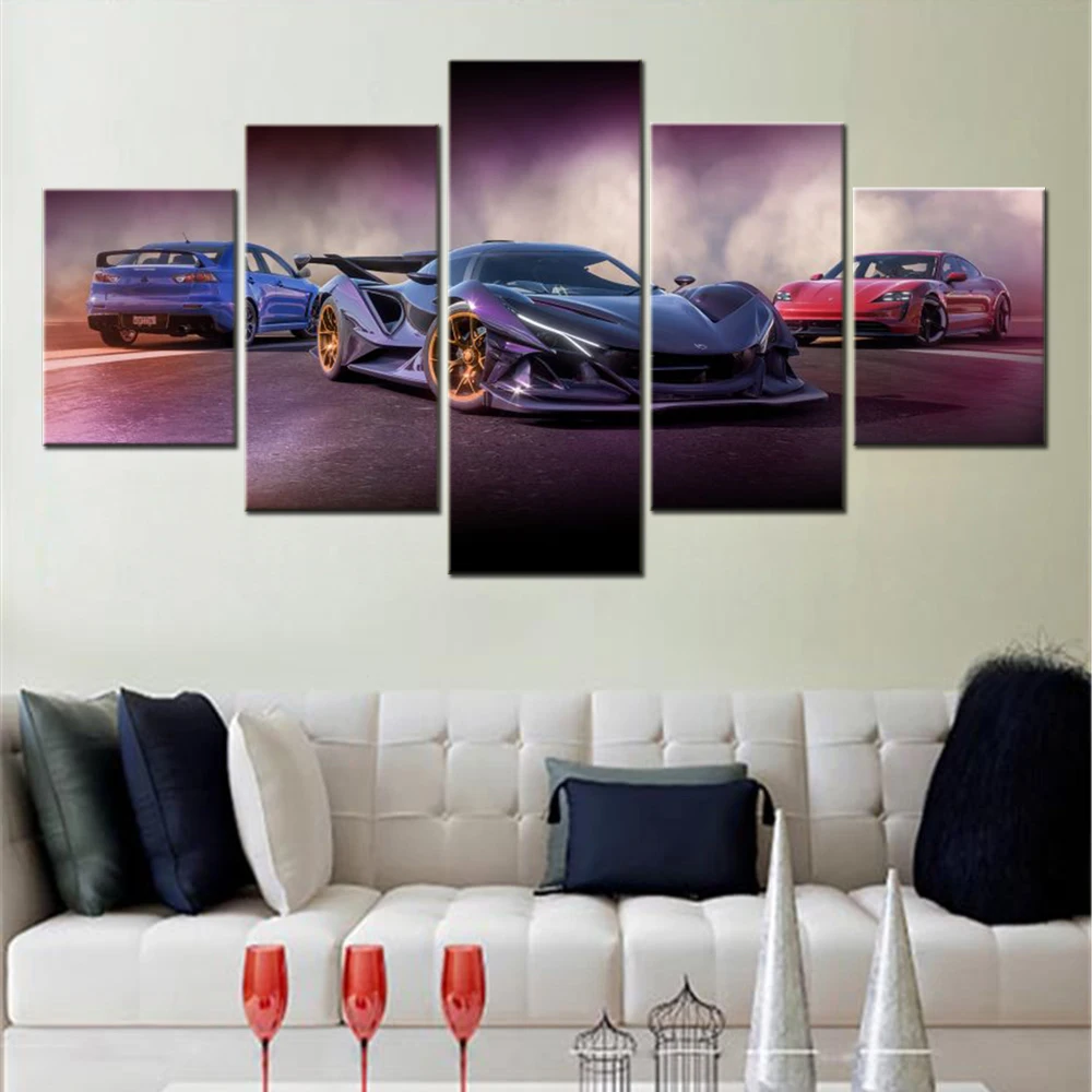 

5 Pieces Canvas Art Poster Painting Modular Artwork Games Forza Horizon 5 Wall Pictures Print Modern Home Decoration Framework