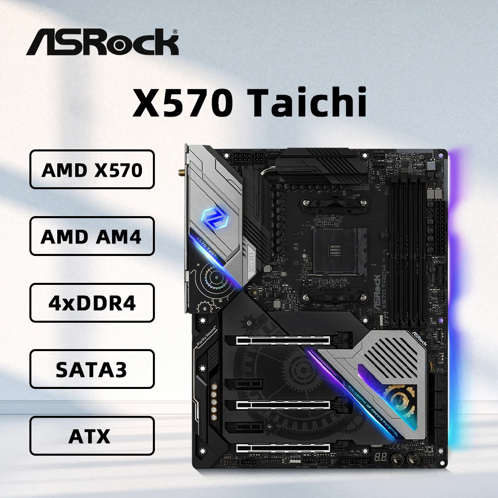 ASRock X570 TAICHI Motherboard X570 ATX Gaming AM4 Socket Support 5500 5600 5700X 5800X3D CPU 4xDDR4 M.2 NVME HDMI PCIe 4.0