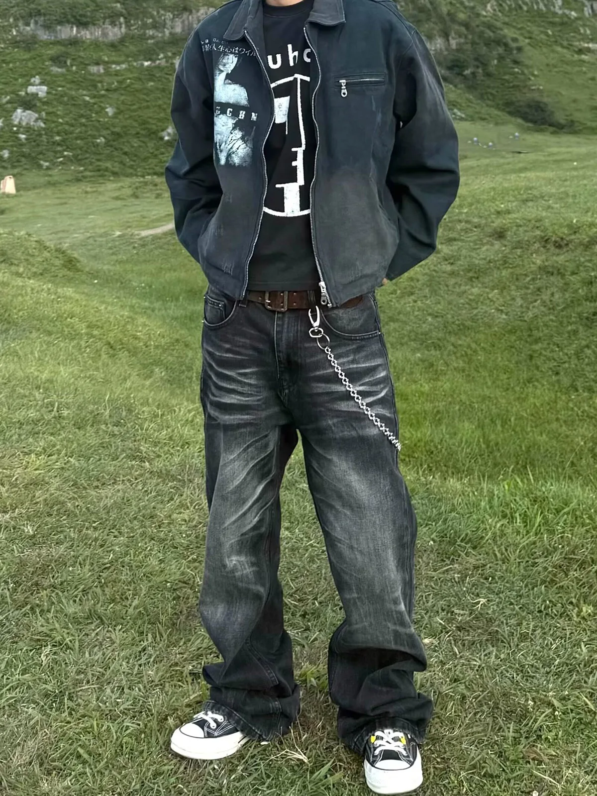 

Ретро джинсы унисекс с широкими штанинами, эффектом потертости, американского стиля, прямого кроя, из денима, с эффектом похудения