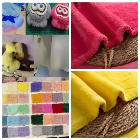 Imitation Rabbit Short Plush Fur Fabric for Handmade DIY Counter Scarf Hugging Doll Sewing Fabrics Material Wholesale Cloth