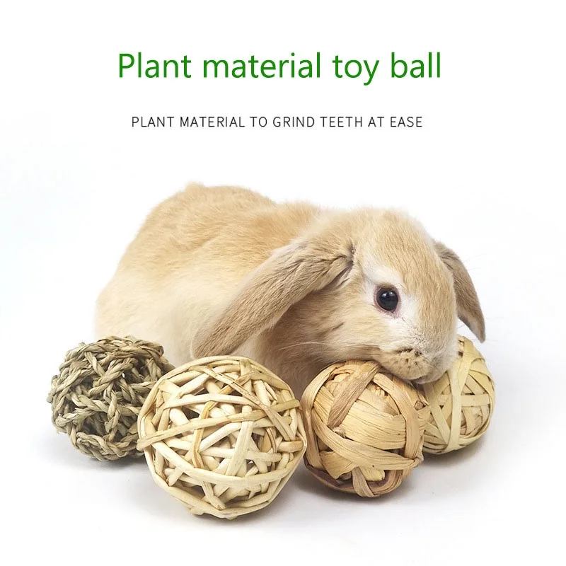 4/5 stücke Kauen geflochtenen Ball Meers chweinchen Kaninchen Hamster Kleintier spielen Haustier interaktive Kau spielzeug Naturrasen Ball Spaß Haustier Spielzeug – Detail 4