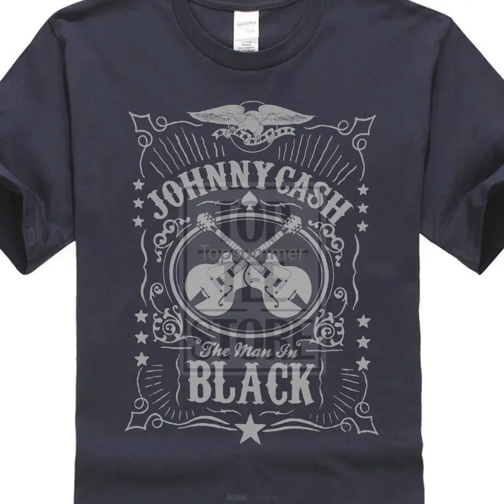 Johnny Cash Men'S Guitars Crest T Shirt Black