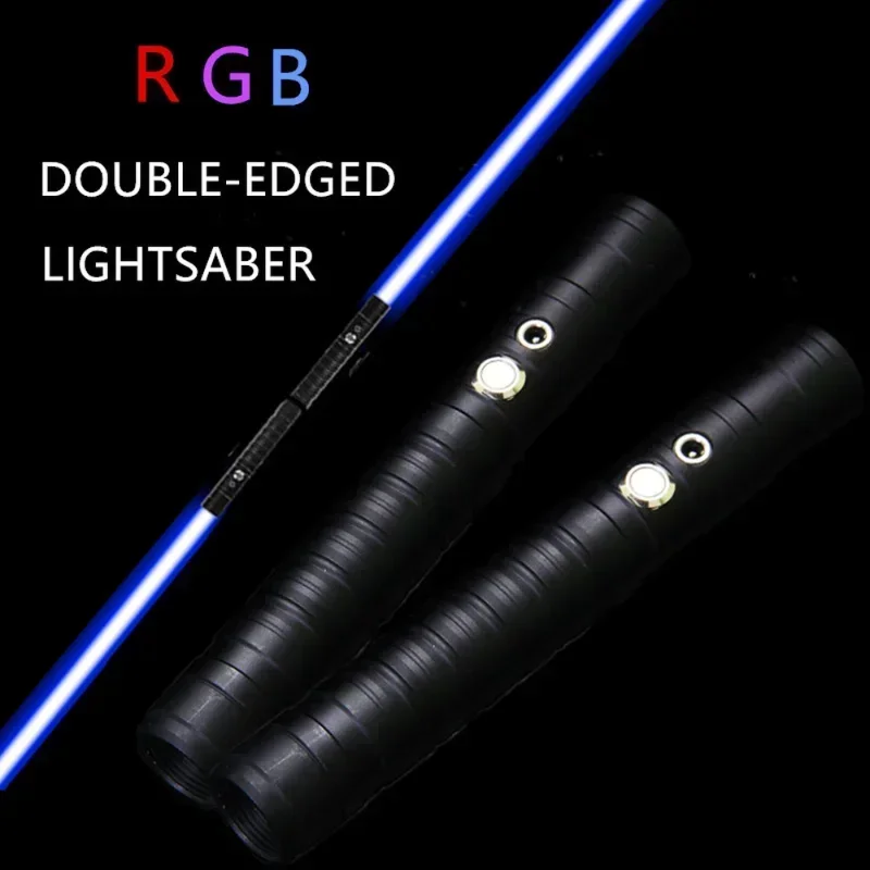 

Двухсторонний световой меч RGB, 7 цветов, меняющий цвет, лазерный меч два в одном, переключаемый меч со звуком, полностью металлическая ручка, подарок для косплея