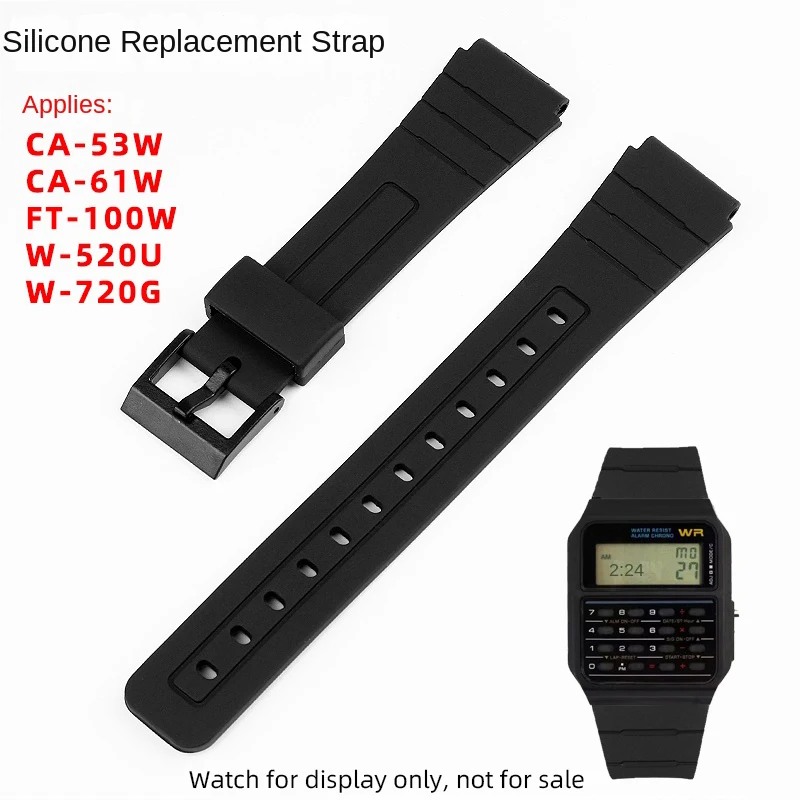 

For Casio Watch Strap Bracelet 20mm Men Women CA53/61 CA-53W CA-61W FT-100W W-520U W-720G w720 Replace Silicone Strap Watch Band